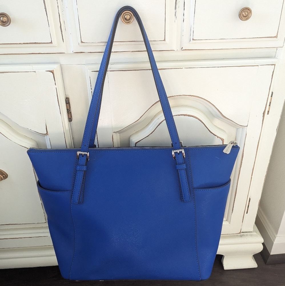 MICHAEL KORS Jet Set Saffiano Leather Royal Blue Tote LARGE - Picture 5 of 15